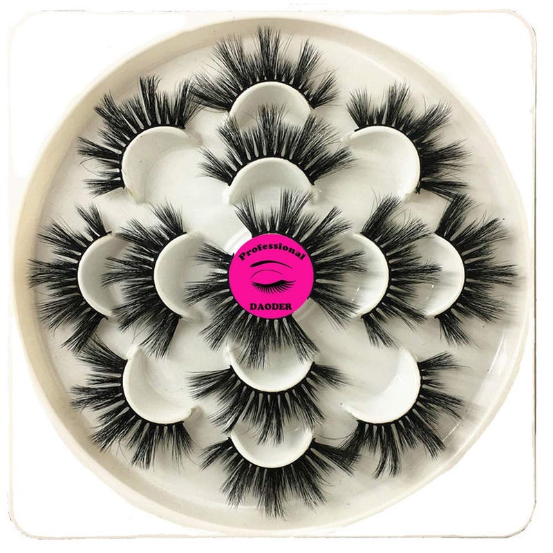 DAODER Lashes False Eyelashes 20MM Dramatic Look Faux Mink Wispy Long Fake Eye Lashes Pack for Women Daily Makeup 7 Pairs (6D 25mm Lashes) - Image 1